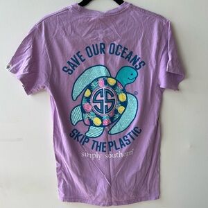 4/$40 Simply Southern S 100% Cotton Turtle T-shirt Logo Super Soft Ocean Purple